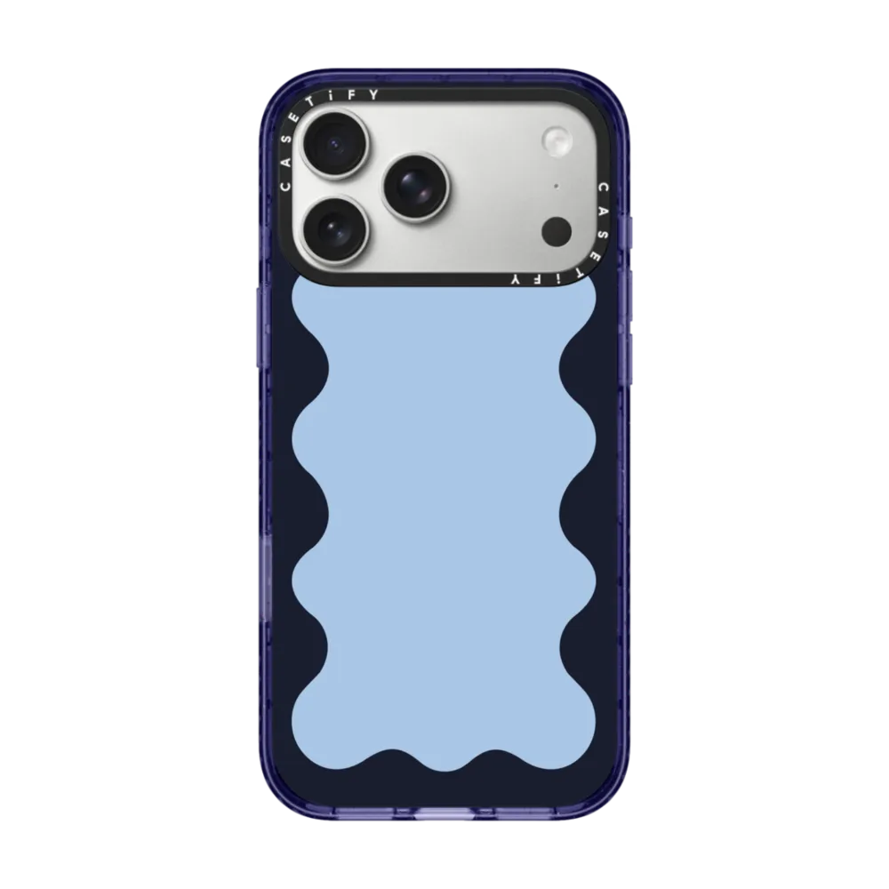 Impact iPhone 17 Pro Max Case MagSafe Compatible - Blue Background Wavy Border