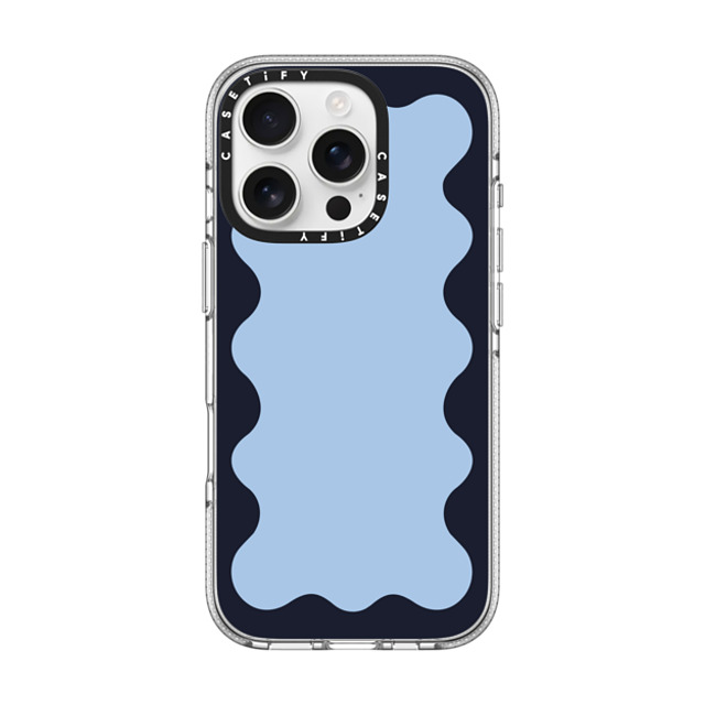 The House That Lars Built x CASETiFY iPhone 16 Pro ケース クリア クリア ケース MagSafe対応 Blue Background Wavy Border