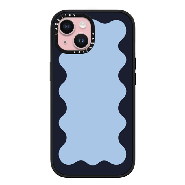 The House That Lars Built x CASETiFY iPhone 15 ケース マットブラック インパクトケース MagSafe対応 Blue Background Wavy Border