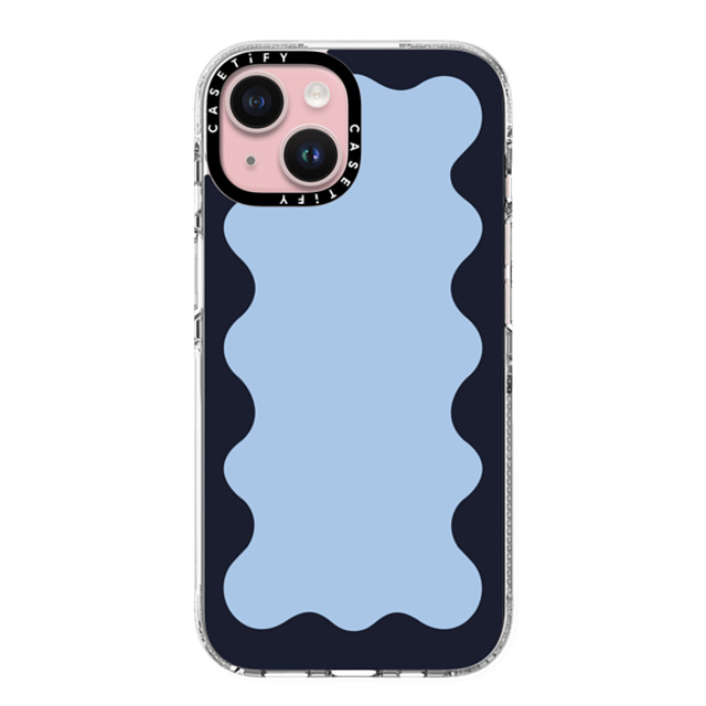 The House That Lars Built x CASETiFY iPhone 15 ケース クリア クリア ケース MagSafe対応 Blue Background Wavy Border