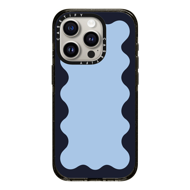 The House That Lars Built x CASETiFY iPhone 15 Pro ケース ブラック インパクトケース Blue Background Wavy Border