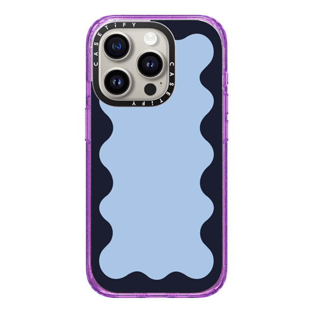 The House That Lars Built x CASETiFY iPhone 15 Pro Case Glitter Purple Impact Case MagSafe Compatible Blue Background Wavy Border The House That Lars Built x CASETiFY iPhone 15 Pro Case Glitter Purple Impact Case MagSafe Compatible Blue Background Wavy Border
