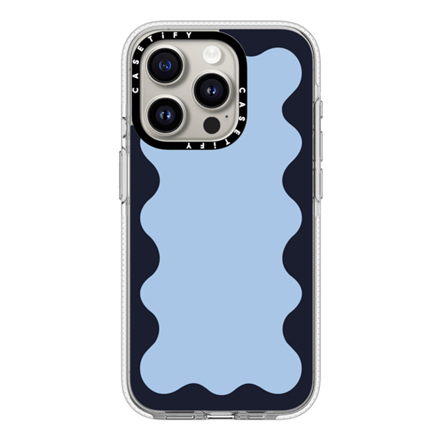 The House That Lars Built x CASETiFY iPhone 15 Pro ケース クリア クリア ケース MagSafe対応 Blue Background Wavy Border