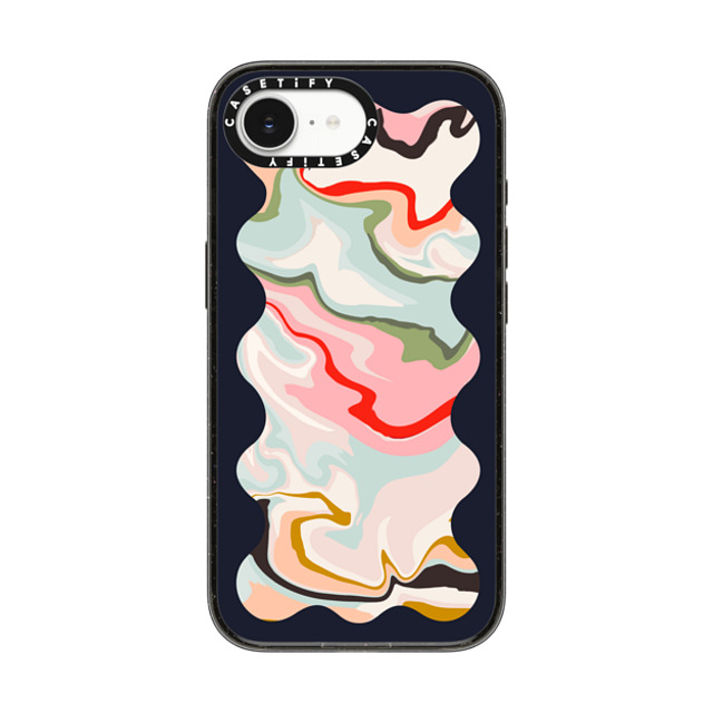 The House That Lars Built x CASETiFY iPhone 16e ケース Geometric,Fine Art ブラック インパクトケース MagSafe対応 Retro Rainbow with Black Wavy Border Back to School The House That Lars Built x CASETiFY iPhone 16e ケース Geometric,Fine Art ブラック インパクトケース MagSafe対応 Retro Rainbow with Black Wavy Border Back to School