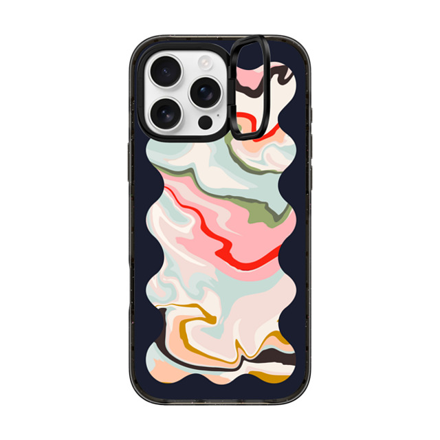 The House That Lars Built x CASETiFY iPhone 16 Pro Max ケース Geometric,Fine Art ブラック インパクトリングスタンドケース MagSafe対応 Retro Rainbow with Black Wavy Border Father's Day The House That Lars Built x CASETiFY iPhone 16 Pro Max ケース Geometric,Fine Art ブラック インパクトリングスタンドケース MagSafe対応 Retro Rainbow with Black Wavy Border Father's Day