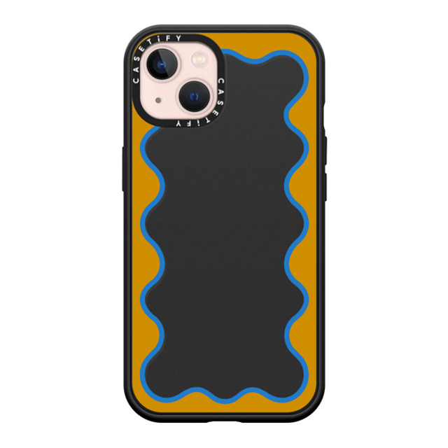 The House That Lars Built x CASETiFY iPhone 13 ケース マットブラック インパクトケース MagSafe対応 Blue and Yellow Wavy Border