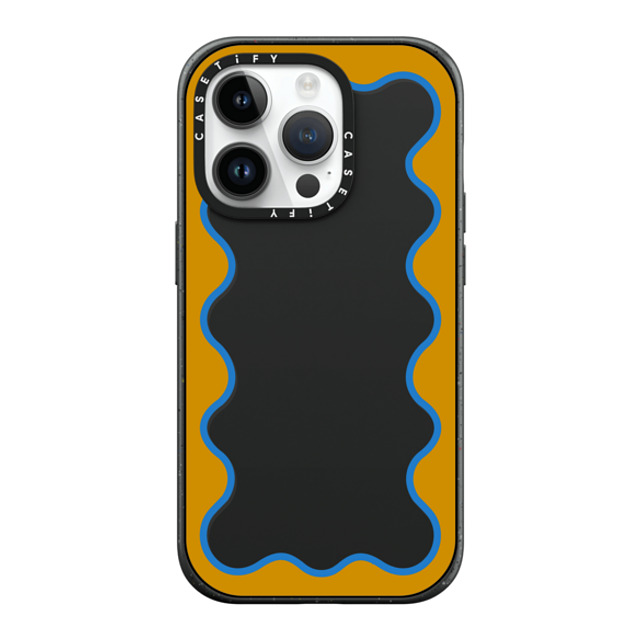 The House That Lars Built x CASETiFY iPhone 14 Pro ケース マットブラック インパクトケース MagSafe対応 Blue and Yellow Wavy Border