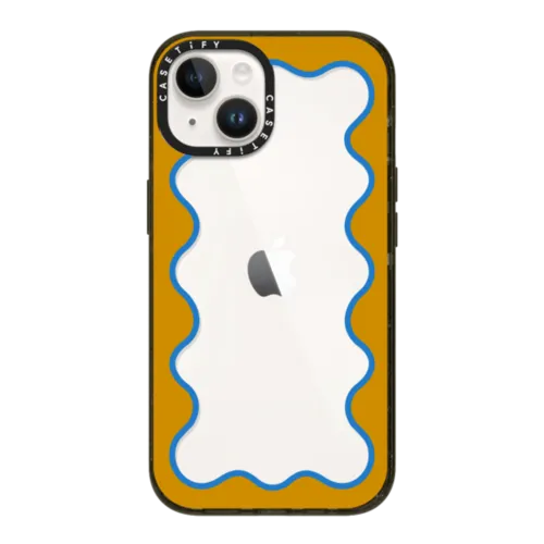 iPhone 14 - Blue and Yellow Wavy Border