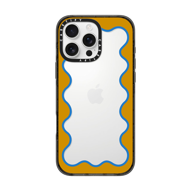 The House That Lars Built x CASETiFY iPhone 16 Pro Max ケース ブラック インパクトケース Blue and Yellow Wavy Border