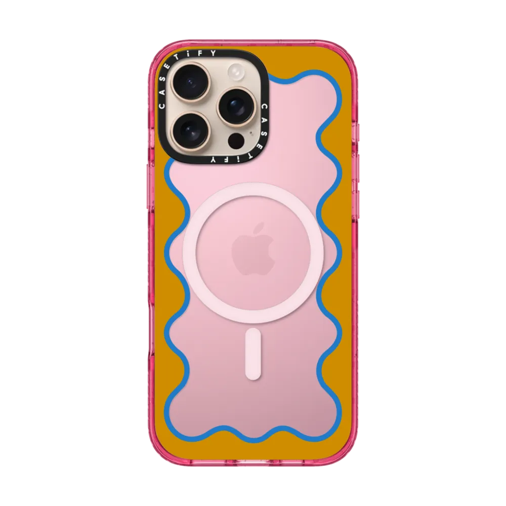 Impact iPhone 16 Pro Max Case MagSafe Compatible - Blue and Yellow Wavy Border