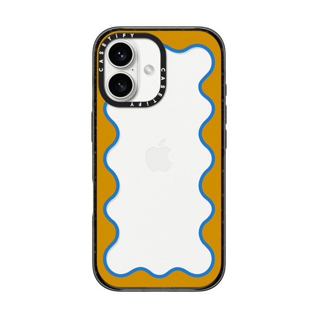 The House That Lars Built x CASETiFY iPhone 16 ケース ブラック インパクトケース Blue and Yellow Wavy Border