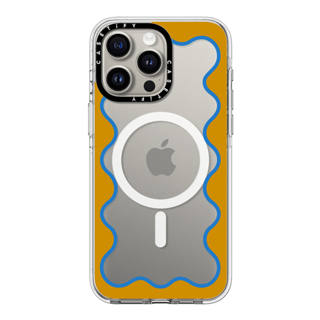 The House That Lars Built x CASETiFY iPhone 15 Pro Max ケース クリア クリア ケース MagSafe対応 Blue and Yellow Wavy Border