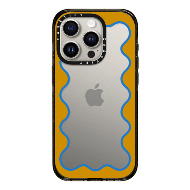 The House That Lars Built x CASETiFY iPhone 15 Pro ケース ブラック インパクトケース Blue and Yellow Wavy Border