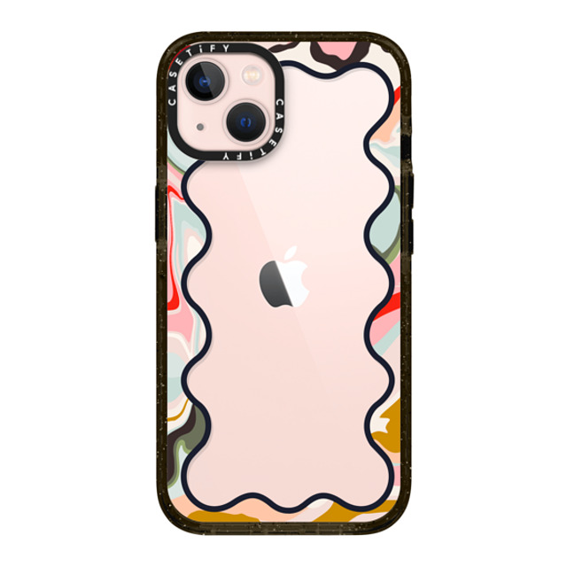 The House That Lars Built x CASETiFY iPhone 13 ケース ブラック インパクトケース Wavy Rainbow Marble Border