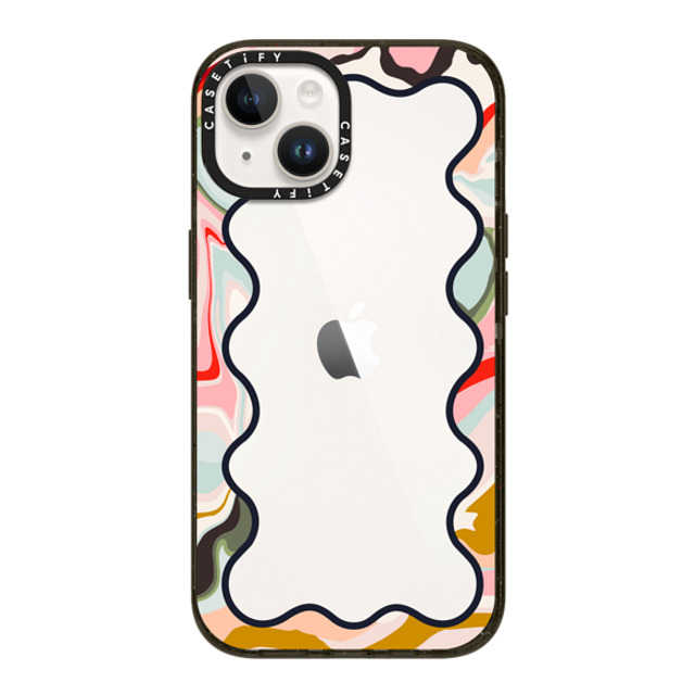 The House That Lars Built x CASETiFY iPhone 14 ケース ブラック インパクトケース Wavy Rainbow Marble Border