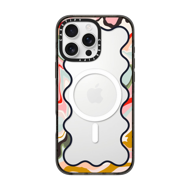 The House That Lars Built x CASETiFY iPhone 16 Pro Max ケース ブラック インパクトケース MagSafe対応 Wavy Rainbow Marble Border