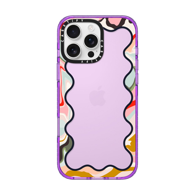 The House That Lars Built x CASETiFY iPhone 16 Pro Max Case パープル Impact Case Wavy Rainbow Marble Border The House That Lars Built x CASETiFY iPhone 16 Pro Max Case パープル Impact Case Wavy Rainbow Marble Border