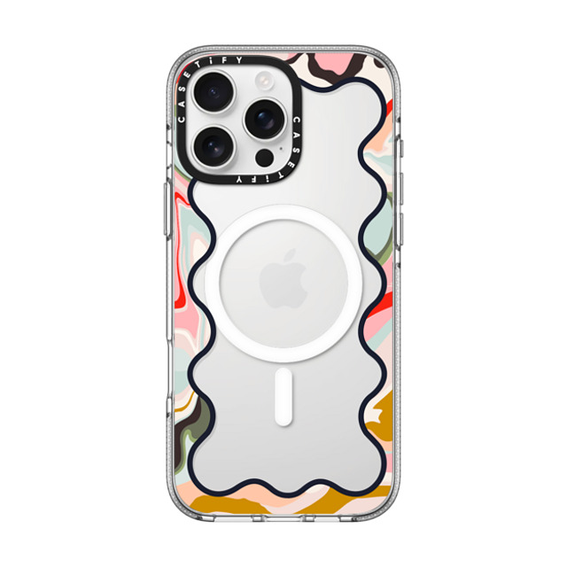 The House That Lars Built x CASETiFY iPhone 16 Pro Max ケース クリア クリア ケース MagSafe対応 Wavy Rainbow Marble Border