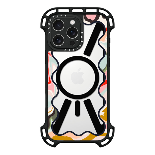 The House That Lars Built x CASETiFY iPhone 16 Pro Max ケース ブラック ウルトラ バウンスケース MagSafe対応 Wavy Rainbow Marble Border