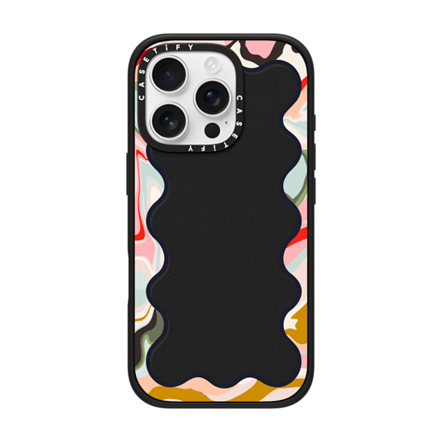 The House That Lars Built x CASETiFY iPhone 16 Pro ケース マットブラック インパクトケース MagSafe対応 Wavy Rainbow Marble Border