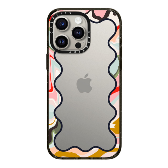 The House That Lars Built x CASETiFY iPhone 15 Pro Max ケース ブラック インパクトケース Wavy Rainbow Marble Border