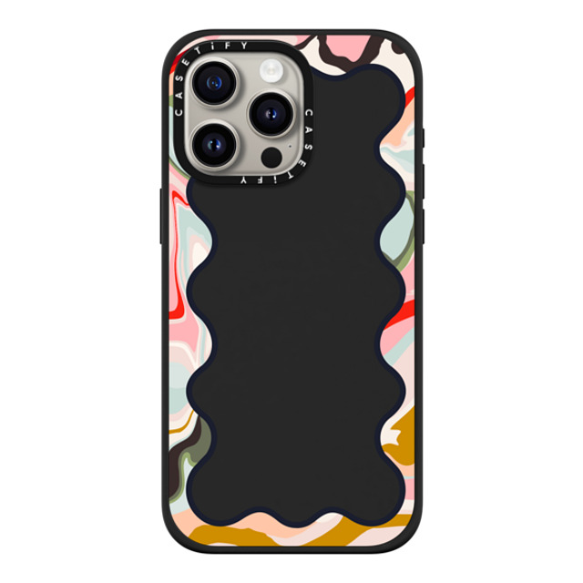 The House That Lars Built x CASETiFY iPhone 15 Pro Max ケース マットブラック インパクトケース MagSafe対応 Wavy Rainbow Marble Border