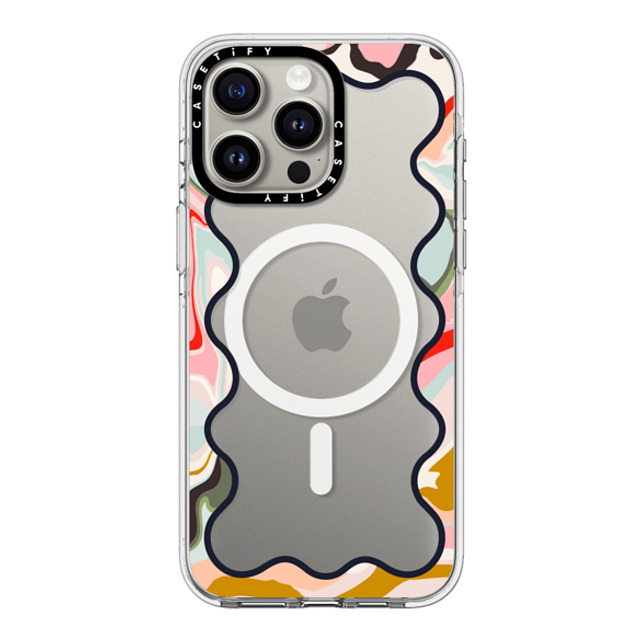 The House That Lars Built x CASETiFY iPhone 15 Pro Max ケース クリア クリア ケース MagSafe対応 Wavy Rainbow Marble Border