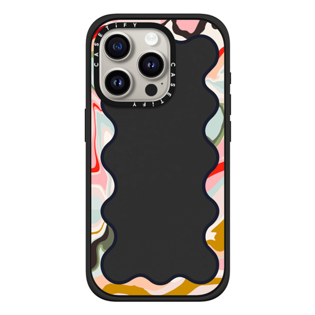 The House That Lars Built x CASETiFY iPhone 15 Pro ケース マットブラック インパクトケース MagSafe対応 Wavy Rainbow Marble Border