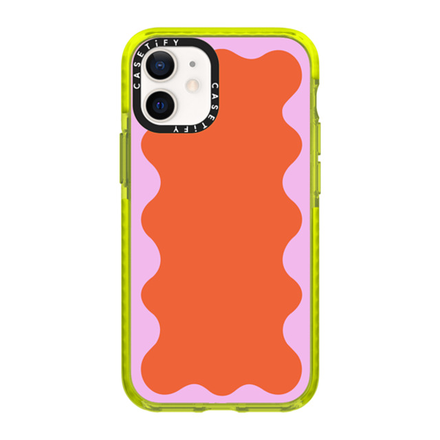 The House That Lars Built x CASETiFY iPhone 12 mini Case ネオン イエロー Impact Case Pink Wavy Border on Orange The House That Lars Built x CASETiFY iPhone 12 mini Case ネオン イエロー Impact Case Pink Wavy Border on Orange