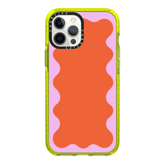 The House That Lars Built x CASETiFY iPhone 12 Pro Max Case ネオン イエロー Impact Case Pink Wavy Border on Orange The House That Lars Built x CASETiFY iPhone 12 Pro Max Case ネオン イエロー Impact Case Pink Wavy Border on Orange