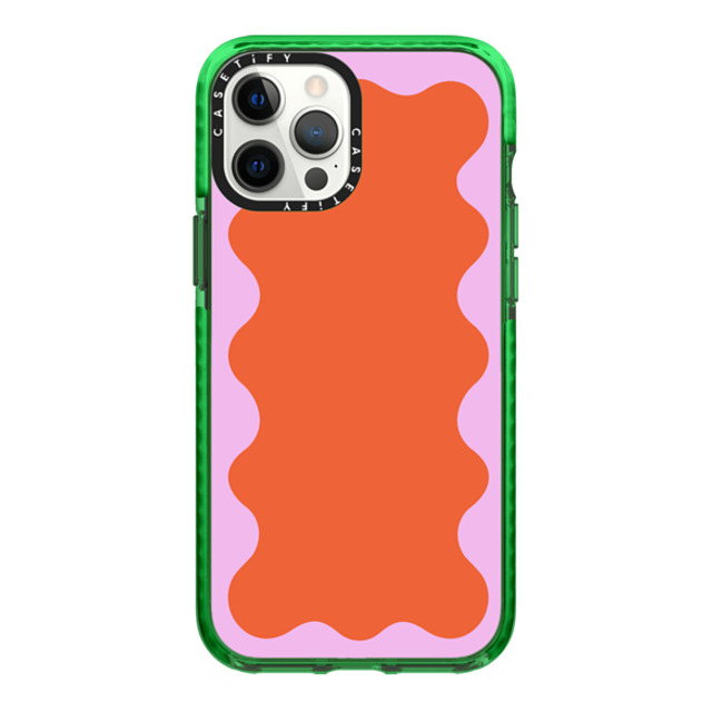 The House That Lars Built x CASETiFY iPhone 12 Pro Max Case グリーン Impact Case Pink Wavy Border on Orange The House That Lars Built x CASETiFY iPhone 12 Pro Max Case グリーン Impact Case Pink Wavy Border on Orange