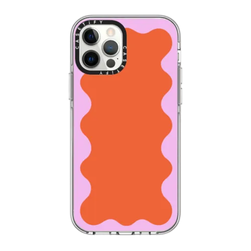 iPhone 12 Pro - Pink Wavy Border on Orange