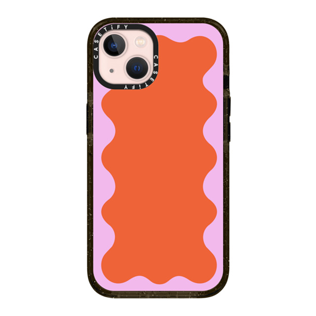 The House That Lars Built x CASETiFY iPhone 13 ケース ブラック インパクトケース Pink Wavy Border on Orange