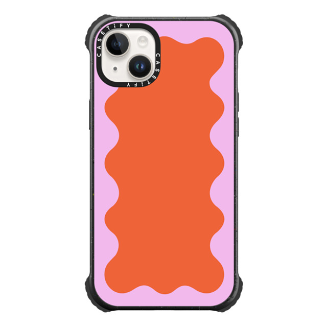 The House That Lars Built x CASETiFY iPhone 14 Plus Case Geometric,Abstract マットブラック ウルトラインパクトケース Pink Wavy Border on Orange Mother's Day The House That Lars Built x CASETiFY iPhone 14 Plus Case Geometric,Abstract マットブラック ウルトラインパクトケース Pink Wavy Border on Orange Mother's Day