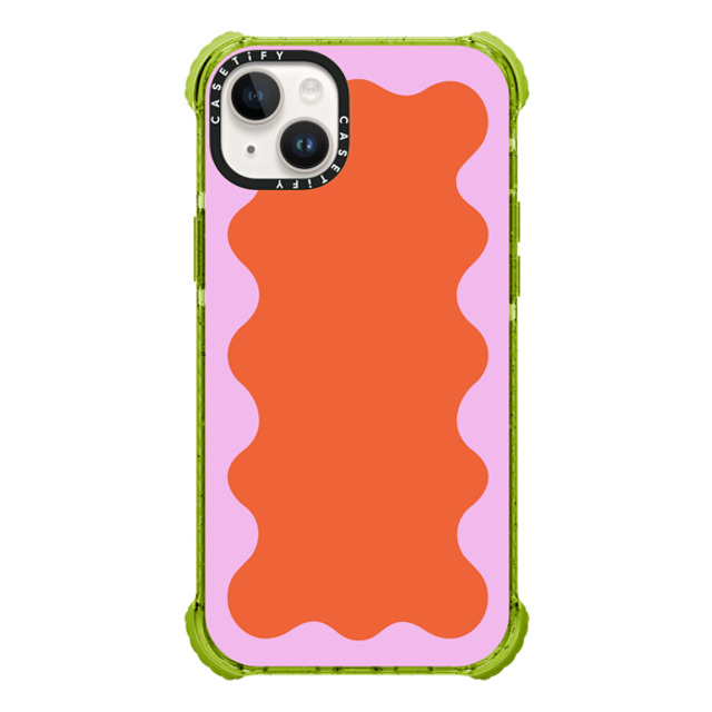 The House That Lars Built x CASETiFY iPhone 14 Plus ケース Geometric,Abstract Kiwi ウルトラインパクトケース Pink Wavy Border on Orange Mother's Day The House That Lars Built x CASETiFY iPhone 14 Plus ケース Geometric,Abstract Kiwi ウルトラインパクトケース Pink Wavy Border on Orange Mother's Day