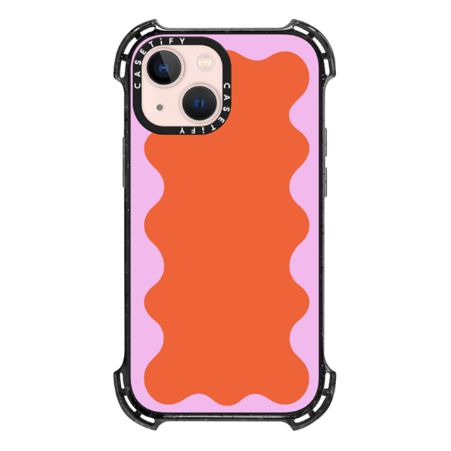 The House That Lars Built x CASETiFY iPhone 13 Mini ケース Geometric,Abstract Triple Black バウンスケース Pink Wavy Border on Orange Father's Day The House That Lars Built x CASETiFY iPhone 13 Mini ケース Geometric,Abstract Triple Black バウンスケース Pink Wavy Border on Orange Father's Day