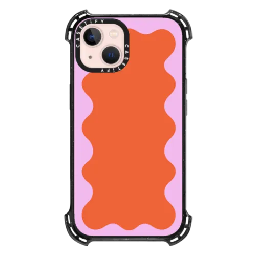 iPhone 13 - Pink Wavy Border on Orange