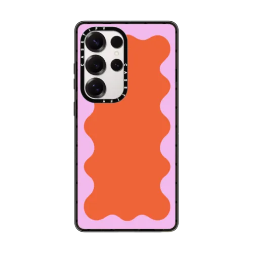 Galaxy S25 Ultra - Pink Wavy Border on Orange