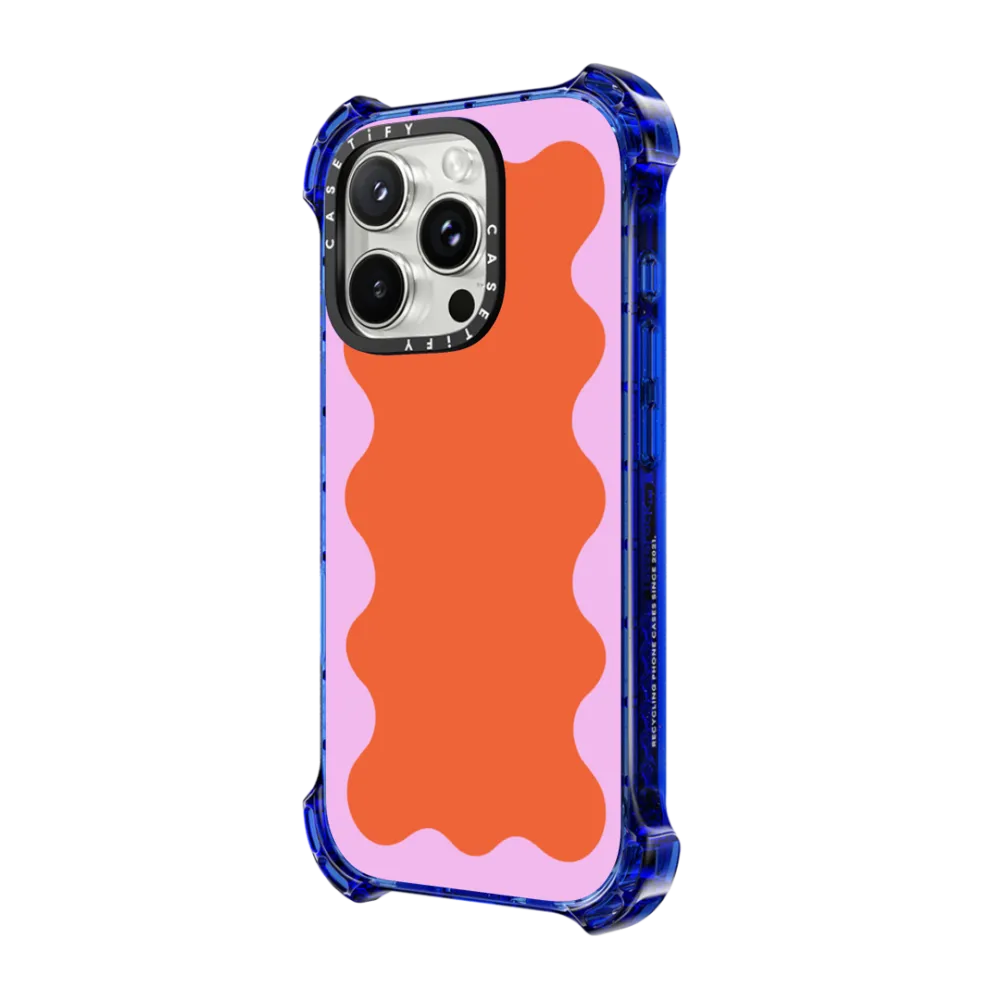 Bounce iPhone 16 Pro Max Case MagSafe Compatible - Pink Wavy Border on Orange