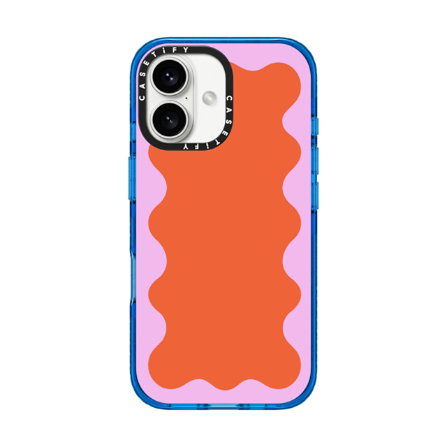 The House That Lars Built x CASETiFY iPhone 16 ケース Geometric,Abstract スカイブルー インパクトケース Pink Wavy Border on Orange Father's Day The House That Lars Built x CASETiFY iPhone 16 ケース Geometric,Abstract スカイブルー インパクトケース Pink Wavy Border on Orange Father's Day