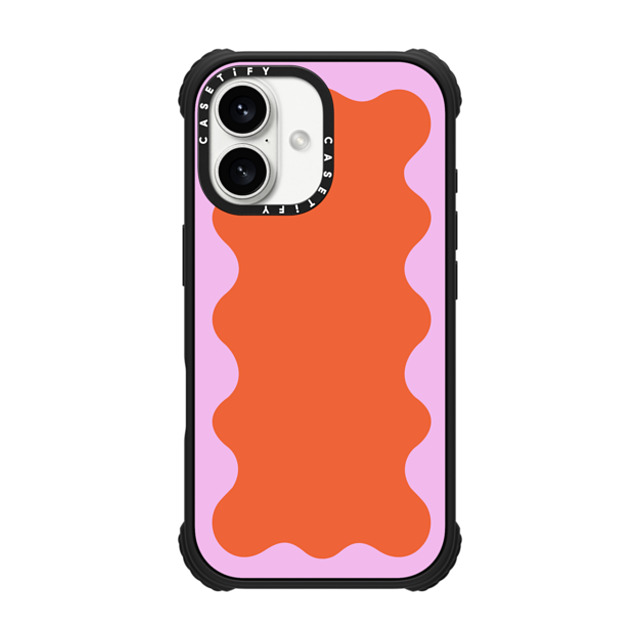 The House That Lars Built x CASETiFY iPhone 16 Case Matte Black ウルトラ インパクトケース MagSafe 対応 Pink Wavy Border on Orange The House That Lars Built x CASETiFY iPhone 16 Case Matte Black ウルトラ インパクトケース MagSafe 対応 Pink Wavy Border on Orange