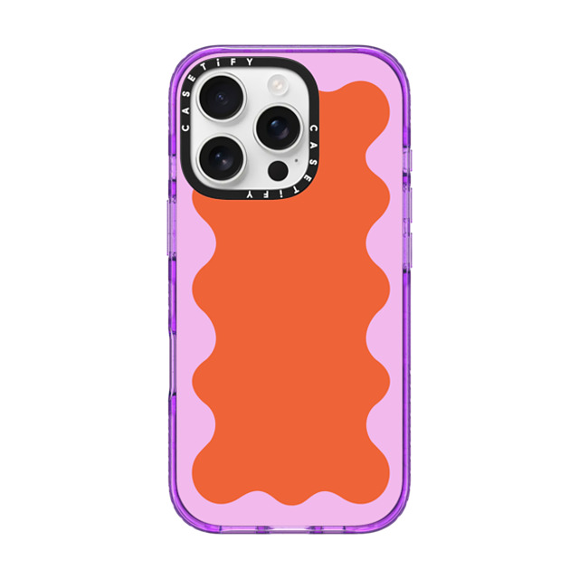 The House That Lars Built x CASETiFY iPhone 16 Pro Case パープル Impact Case MagSafe Compatible Pink Wavy Border on Orange The House That Lars Built x CASETiFY iPhone 16 Pro Case パープル Impact Case MagSafe Compatible Pink Wavy Border on Orange