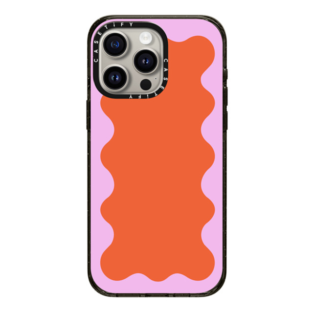 The House That Lars Built x CASETiFY iPhone 15 Pro Max ケース ブラック インパクトケース Pink Wavy Border on Orange