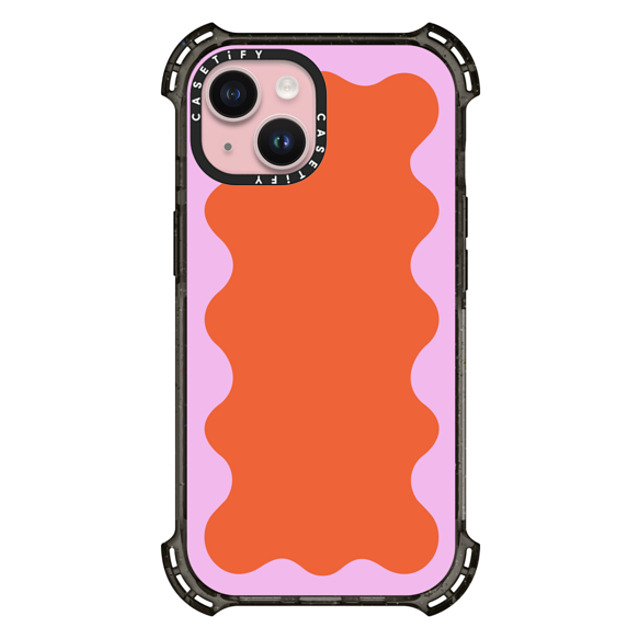 The House That Lars Built x CASETiFY iPhone 15 ケース Geometric,Abstract ブラック バウンスケース Pink Wavy Border on Orange Father's Day The House That Lars Built x CASETiFY iPhone 15 ケース Geometric,Abstract ブラック バウンスケース Pink Wavy Border on Orange Father's Day