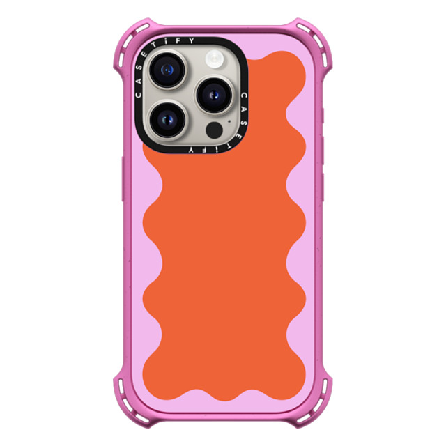 The House That Lars Built x CASETiFY iPhone 15 Pro Case Matte Pink バウンスケース Pink Wavy Border on Orange The House That Lars Built x CASETiFY iPhone 15 Pro Case Matte Pink バウンスケース Pink Wavy Border on Orange