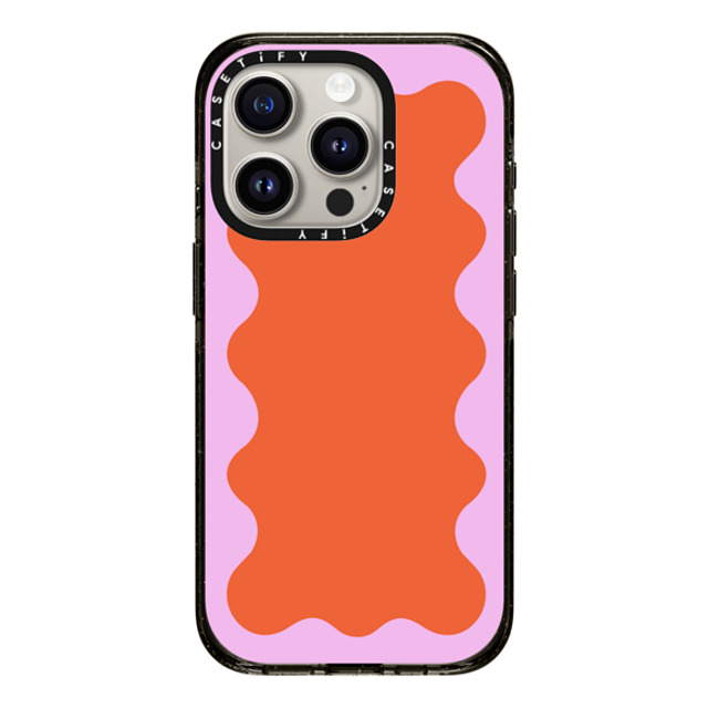 The House That Lars Built x CASETiFY iPhone 15 Pro ケース ブラック インパクトケース Pink Wavy Border on Orange