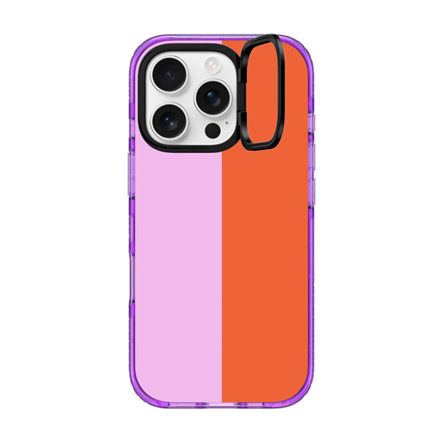 The House That Lars Built x CASETiFY iPhone 16 Pro Case パープル インパクトリングスタンドケース MagSafe対応 Pink/Red Colorblock The House That Lars Built x CASETiFY iPhone 16 Pro Case パープル インパクトリングスタンドケース MagSafe対応 Pink/Red Colorblock