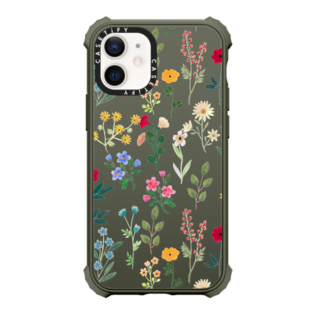 Artiisan x CASETiFY iPhone 12 mini ケース Matte Olive ウルトラインパクトケース Spring Botanicals 2