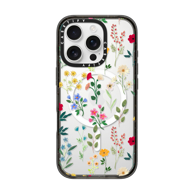 Artiisan x CASETiFY iPhone 16 Pro ケース ブラック インパクトケース MagSafe対応 Spring Botanicals 2