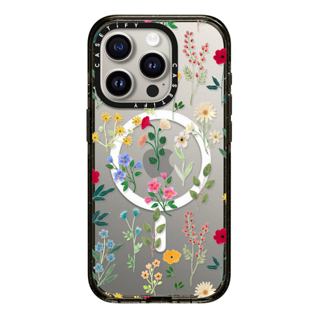 Artiisan x CASETiFY iPhone 15 Pro ケース ブラック インパクトケース MagSafe対応 Spring Botanicals 2